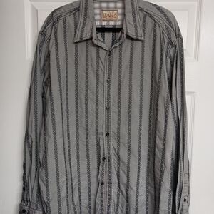 Italia Men's Casual Gray Striped Shirt